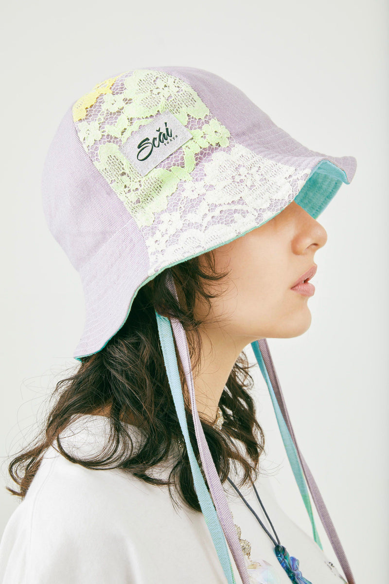 LACE DENIM TULIP HAT (purple/green) – Scǎi tokyo