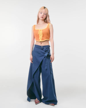 DENIM WRAP PANTS - LAST 1