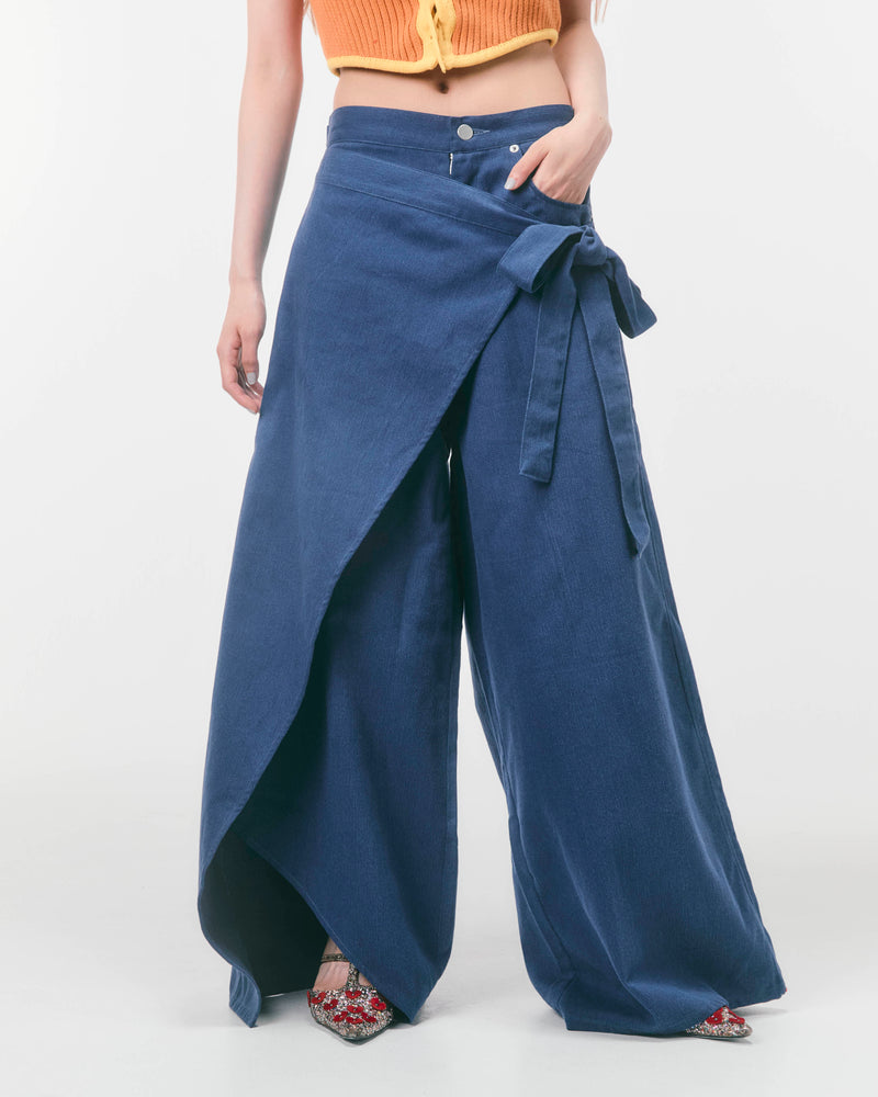 DENIM WRAP PANTS - LAST 1