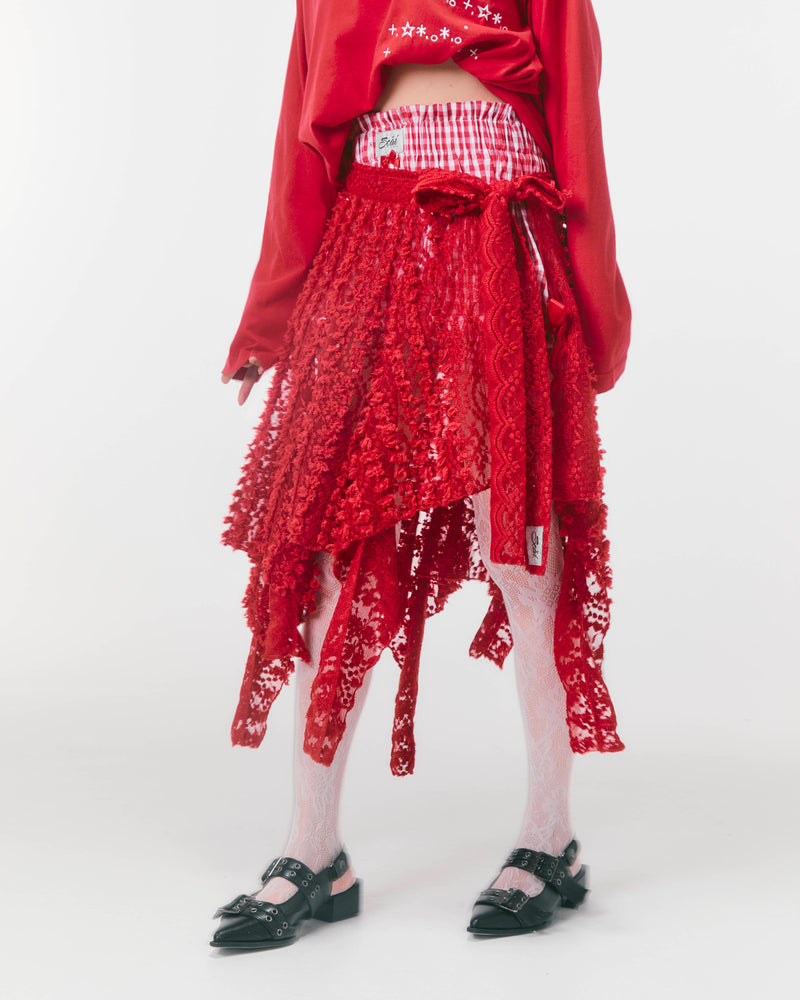 【受注商品】LACE WRAP SKIRT (red)