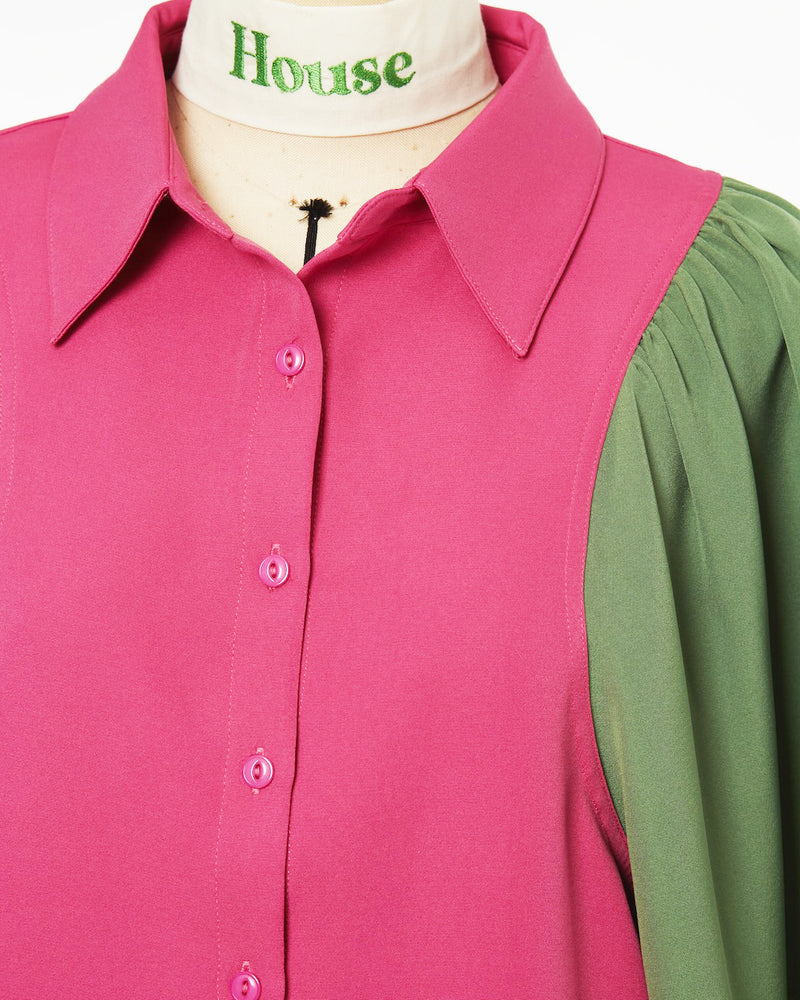 PUFF SLEEVE BLOUSE (pink/green)