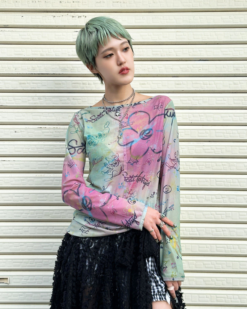 SCAI TOKYO SHEER TOPS (dark multi)