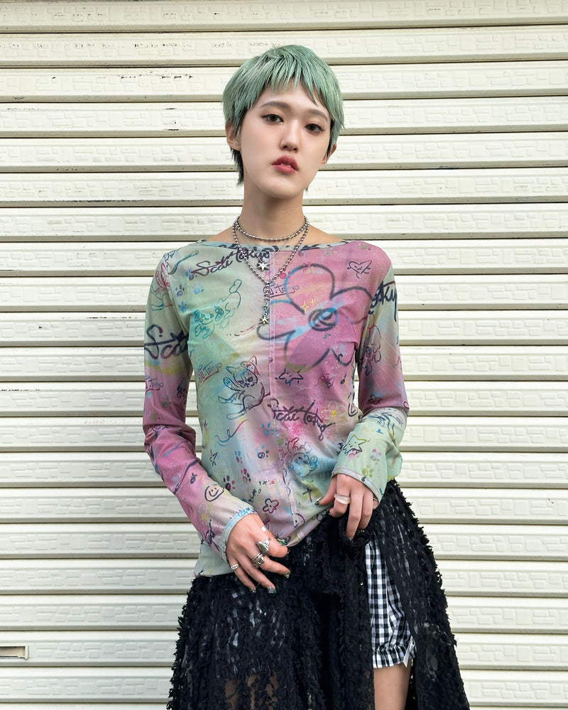 SCAI TOKYO SHEER TOPS (dark multi)