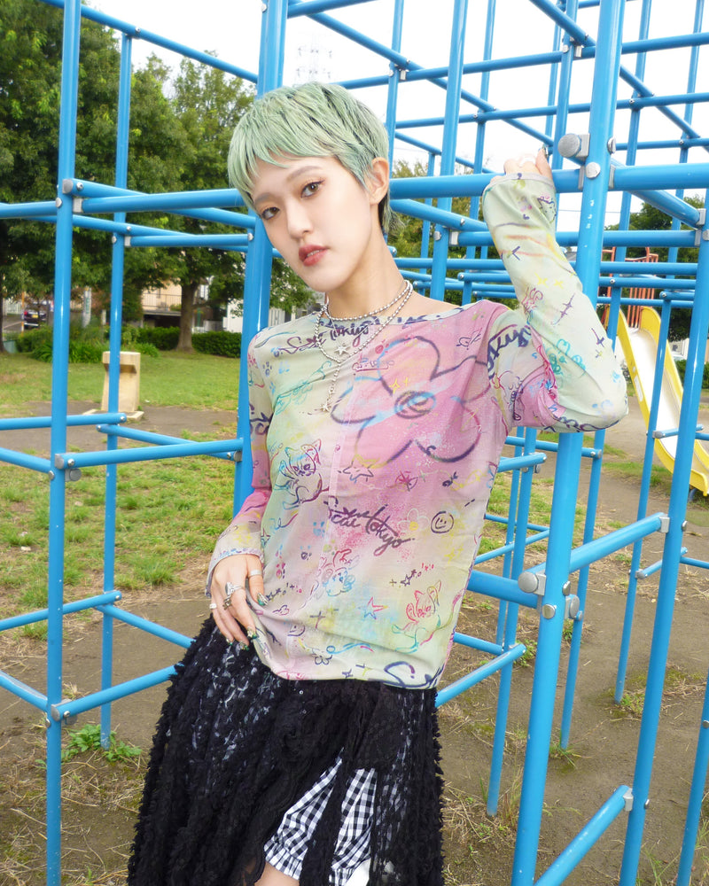 SCAI TOKYO SHEER TOPS (dark multi)