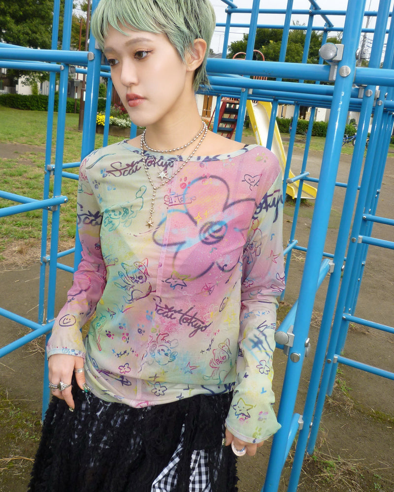 SCAI TOKYO SHEER TOPS (dark multi)