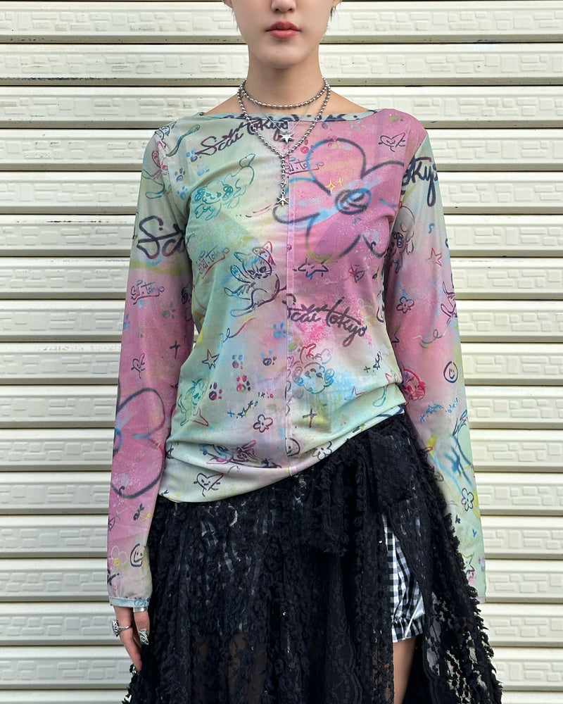 SCAI TOKYO SHEER TOPS (dark multi)