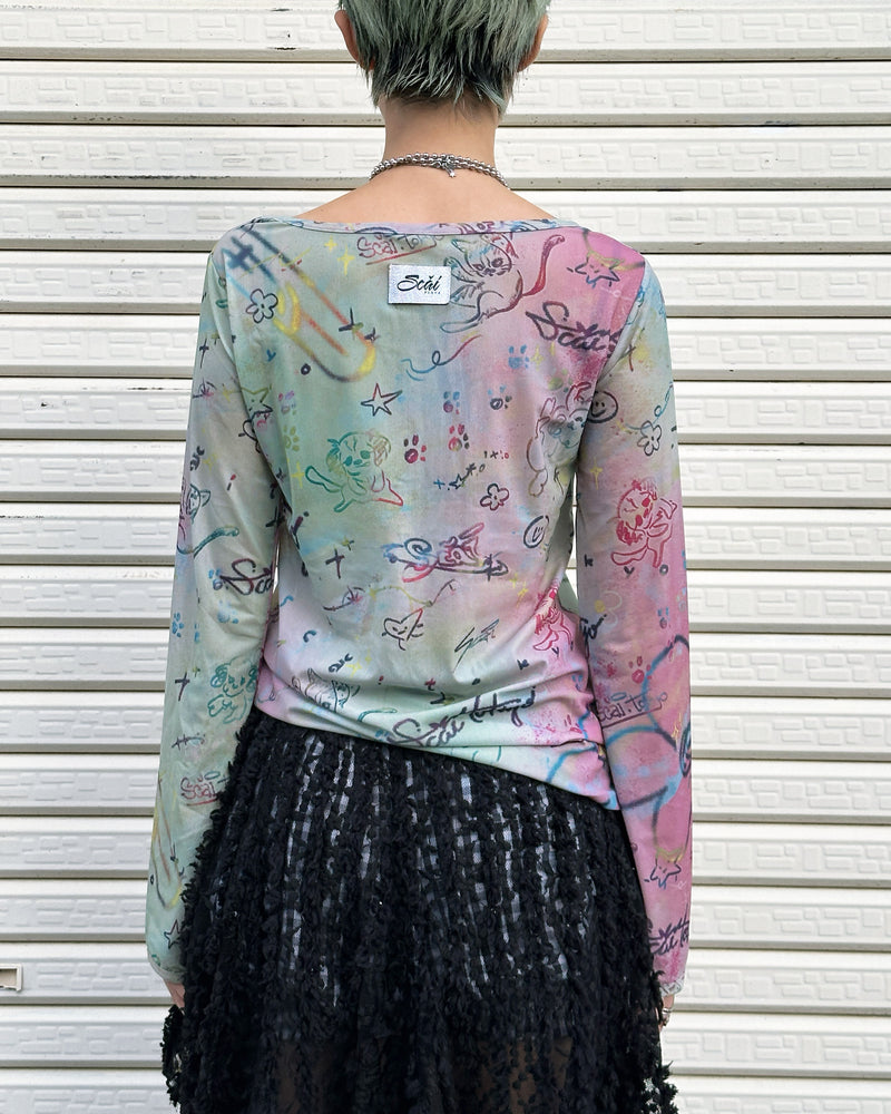 SCAI TOKYO SHEER TOPS (dark multi)