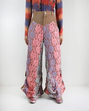 
            
                Load image into Gallery viewer, LACE DENIM PANTS (brown)
            
        