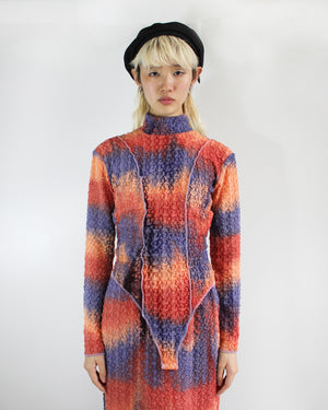
            
                Load image into Gallery viewer, TIEDYE STITCHED BODY SUIT (red/purple)
            
        