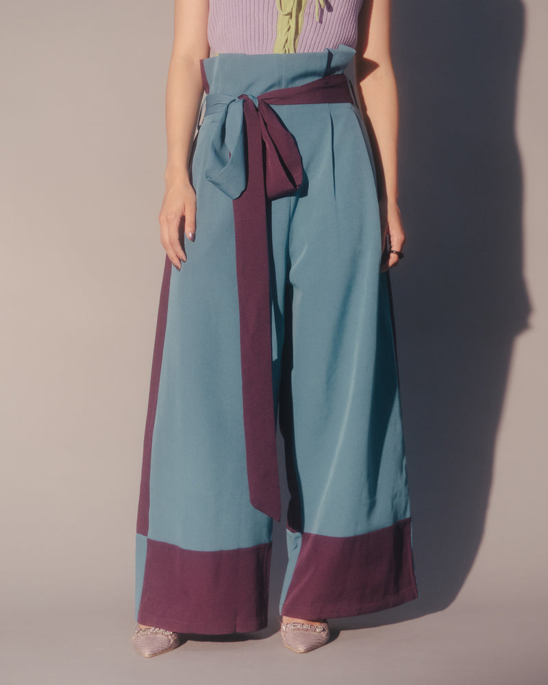 BICOLOR WIDE PANTS (blue/purple)