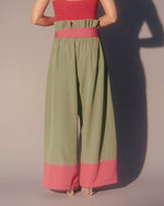 BICOLOR WIDE PANTS (pink/green)