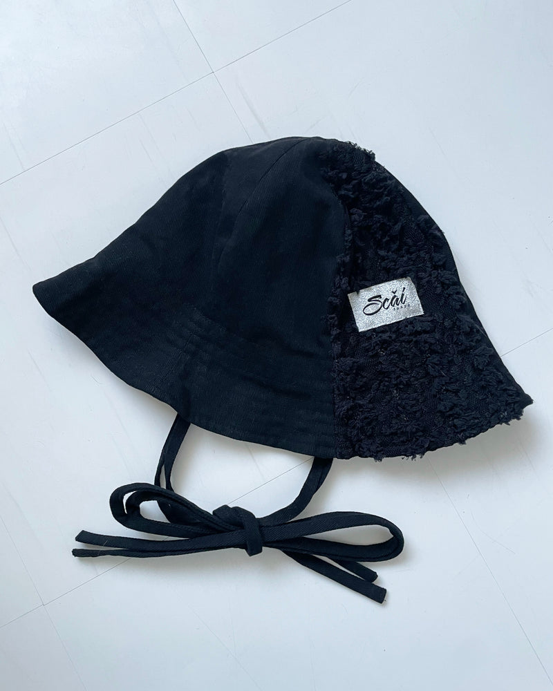 LACE DENIM TULIP HAT (black) - LAST1