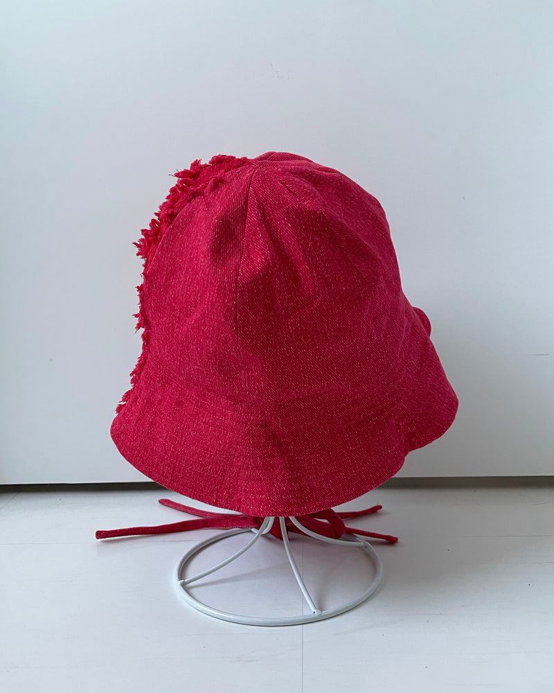 LACE DENIM TULIP HAT (red) - LAST 1