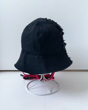 【pre-order】LACE DENIM TULIP HAT (black/red)