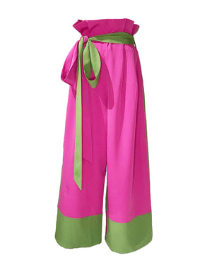 BICOLOR WIDE PANTS (pink/green)