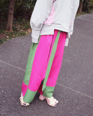 BICOLOR WIDE PANTS (pink/green)