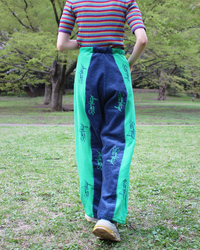 BICOLOR SWEATER PANTS (green)