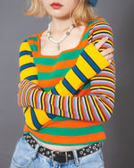 MULTI BORDER RIB TOP (orange) - LAST1