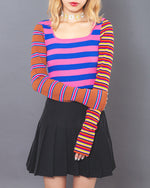 MULTI BORDER RIB TOP (pink)