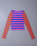 MULTI BORDER RIB TOP (pink)