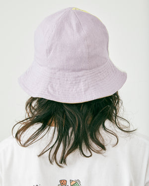LACE DENIM TULIP HAT (purple/yellow)