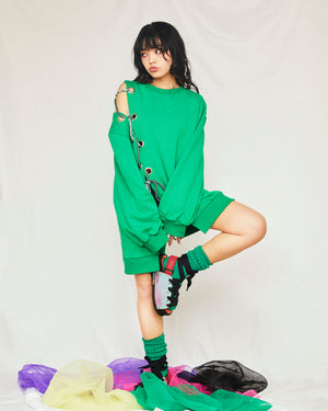 LACE UP SWEATER (green) - LAST 1