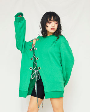
            
                Load image into Gallery viewer, LACE UP SWEATER (green)
            
        