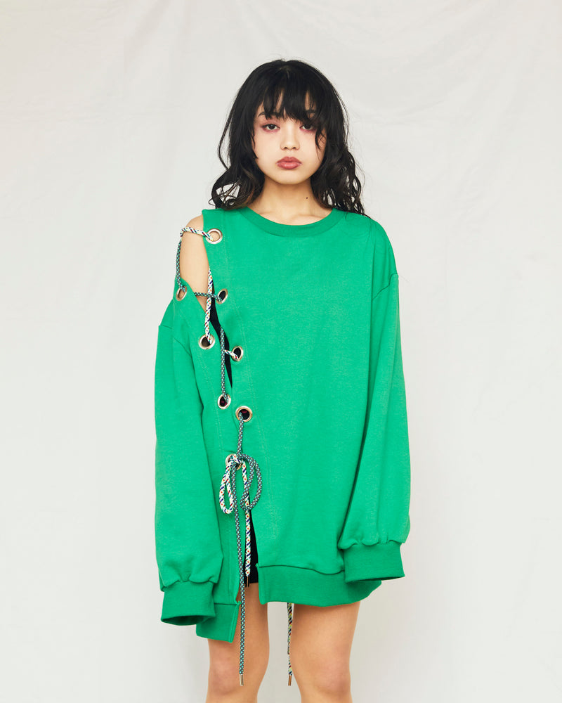 LACE UP SWEATER (green) - LAST 1
